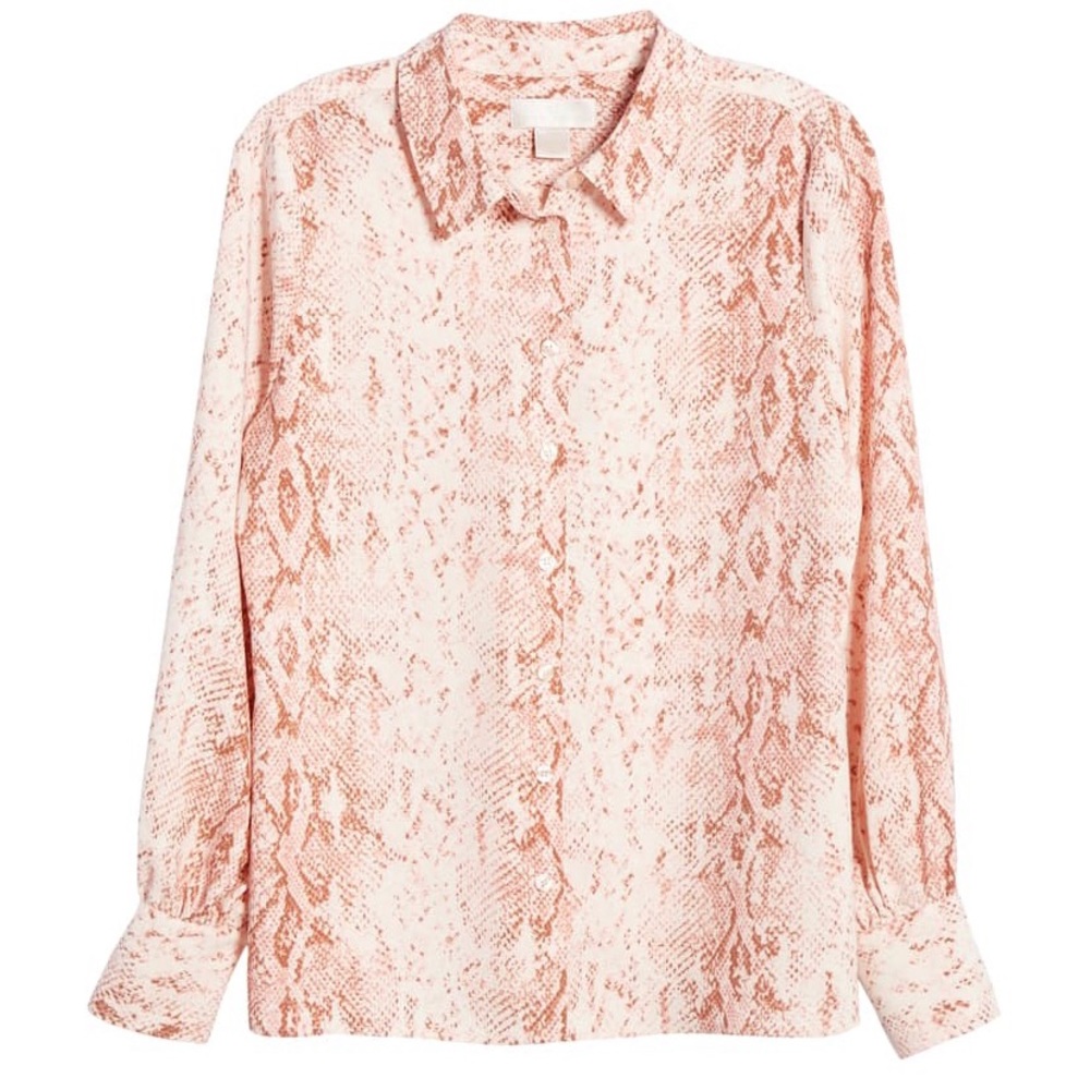 Rachel Parcell Snake Print Button up Pink Shirt